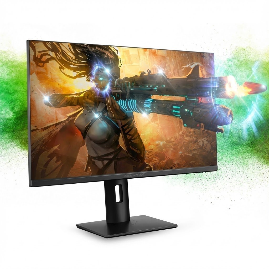 Gaming monitor showing action scene